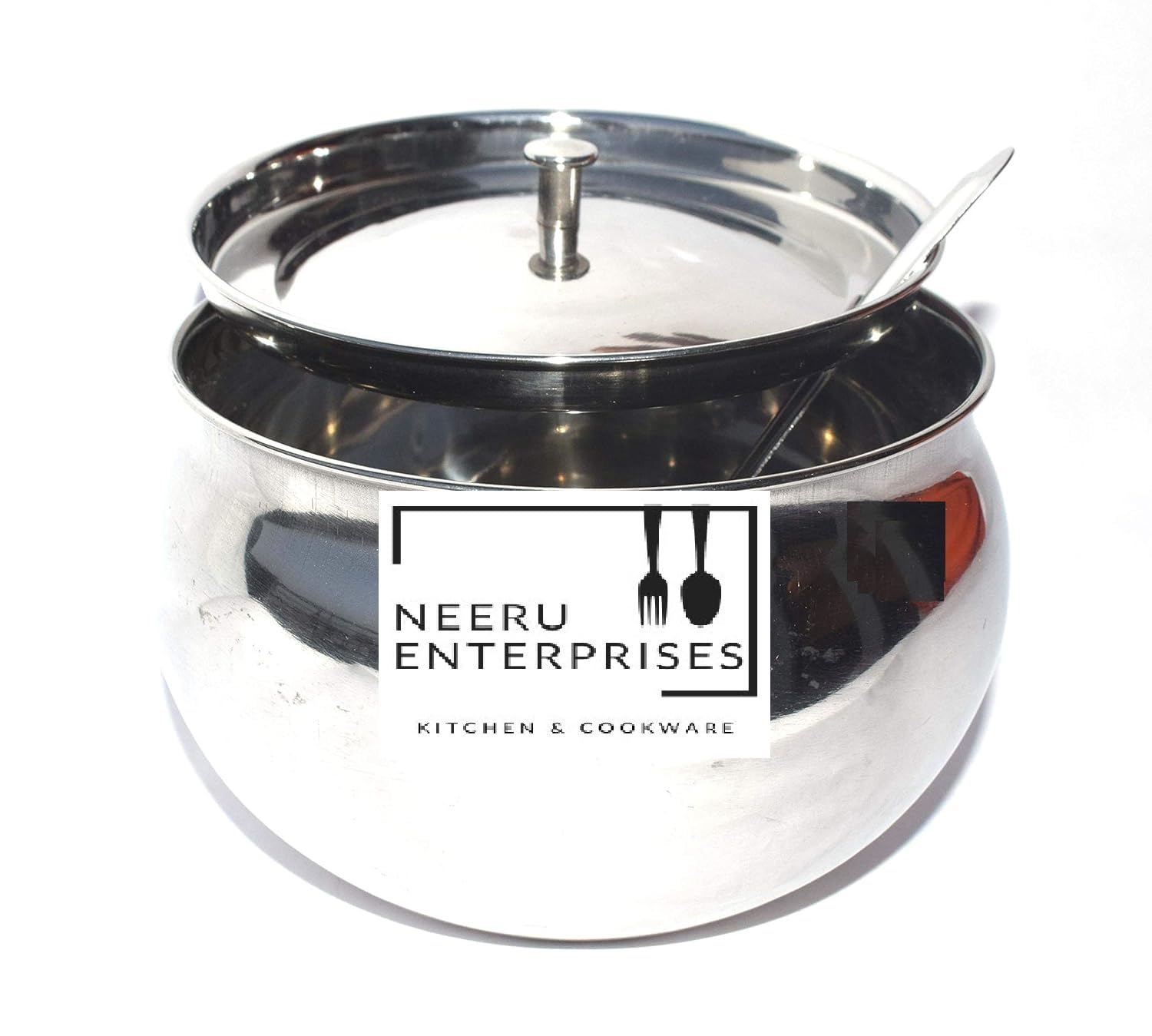 Ghee Pot With Spoon Stainless Steel Ghee Container For Kitchen