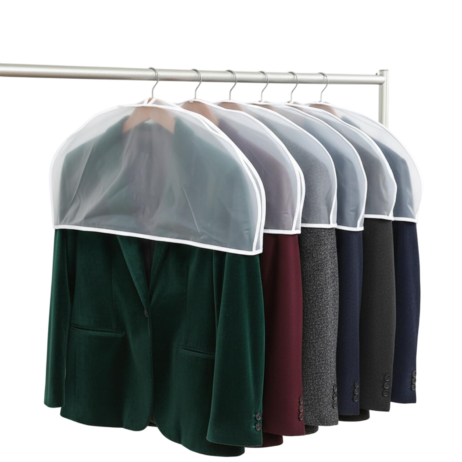 8 Pack Plastic Clothes Covers, Suit Covers for Hanging Clothes, Shoulder Dust Covers for Women, Garment Covers for Clothes, Coats, Jackets, Dress Closet Storage, 24 x 12 x 2 Inches