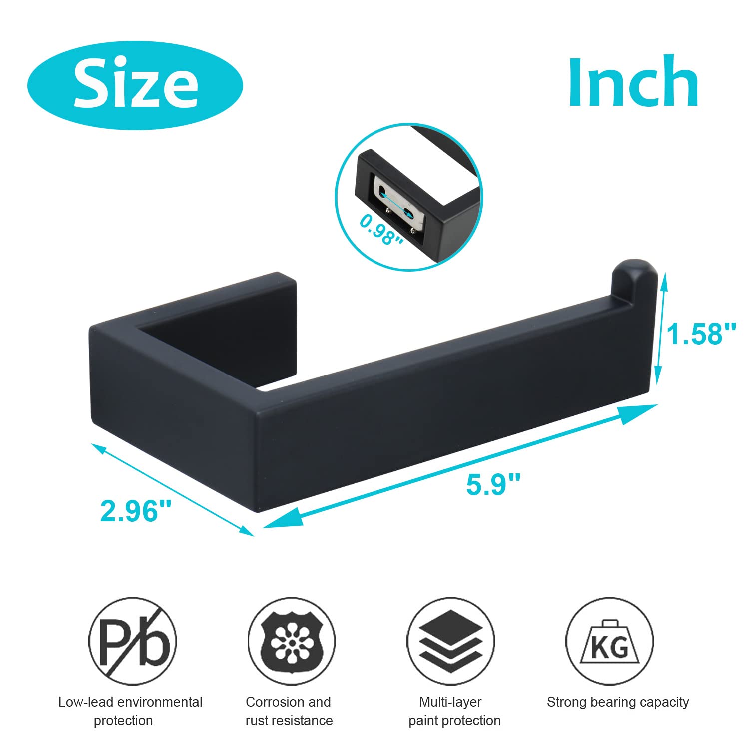 TocTen Toilet Paper Holder-Bathroom Tissue Holder Fit Big Roll Paper, Toilet Paper Roll Holder Wall Mounted Made of Thicken 304 Stainless Steel, Suitable for Bathroom, Kitchen, Office (5.9 in, Black) — Amazon image 7