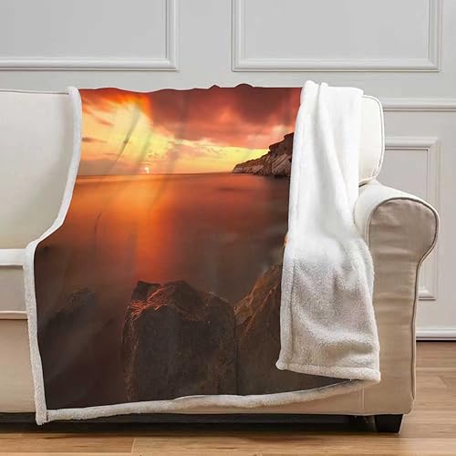 Miniatura 2 de Cobijas Calientes para Invierno - Cobijas cómodas con estampado escénico, suaves, de felpa, esponjosas, para cama de campamento, tamaño pequeño,