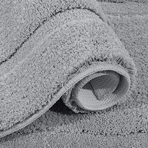 Shacos Super Soft Bathroom Rugs Sets Of 2 Pieces 20X32 Inch Bath Rugs Non Slip Plush Bathroom Mats Shower Rug Absorbent Bath Mat For Bathroom Washable, Light Grey #TOP5