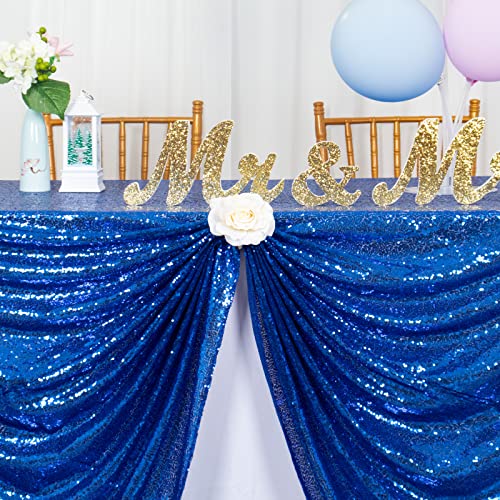Nappe carrée à Paillettes de 125 x 125 cm - Bleu Roi - Décorations Scintillantes - pour Tables Rondes de Mariage Superposition de Couverture de Table pour Mariage (125 x 125 cm, Bleu Roi)