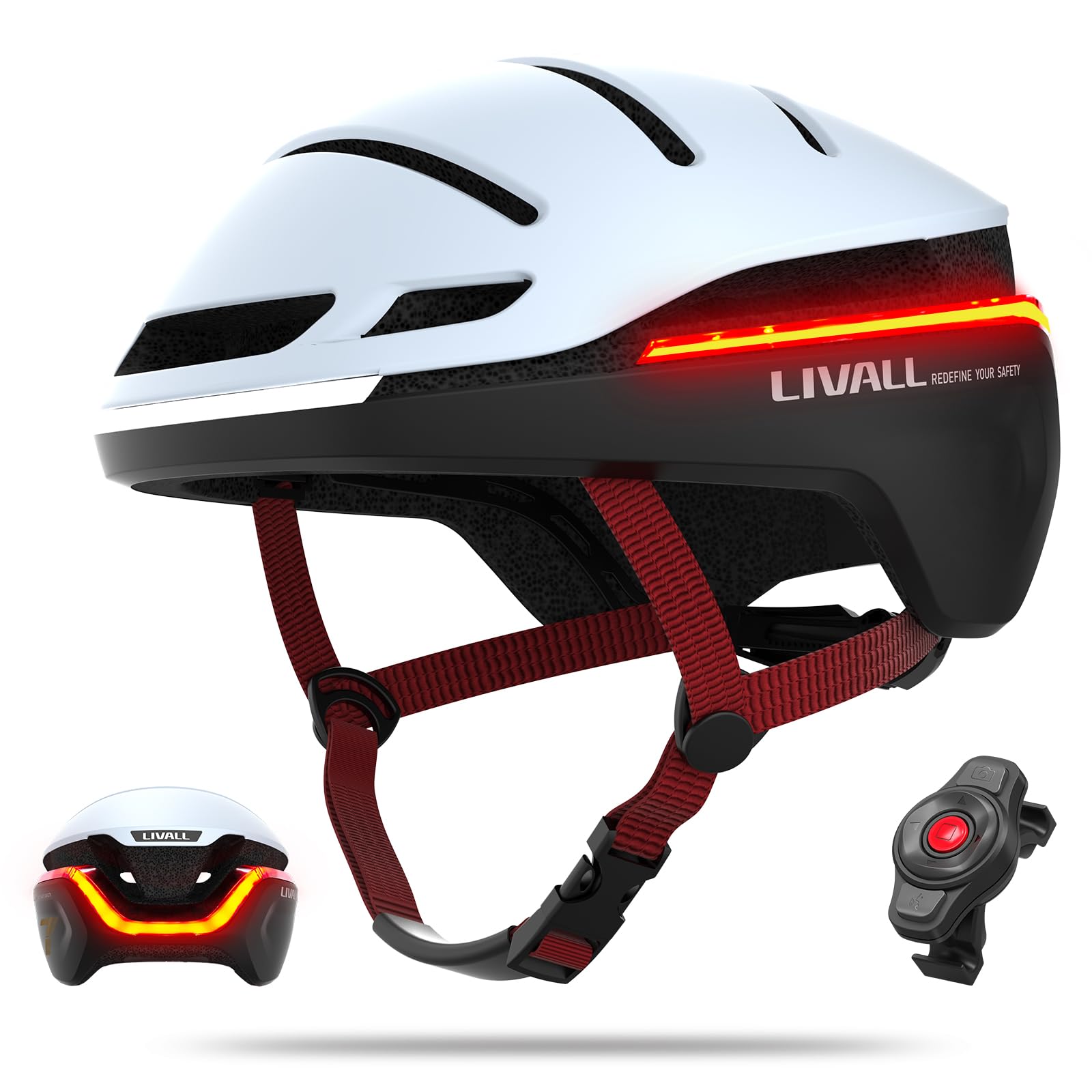 LIVALL EVO21 Smart Bike Helmet with Light, Smart Helmet with Wide-Angle Light | Turn Signals | Brake Warning Light | Fall Detection, Bike Helmets for