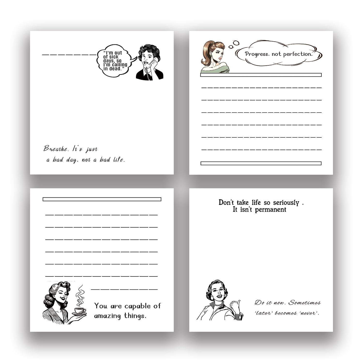 Retro Funny Quotes 4Pads/200Sheets 3x3 inch ...