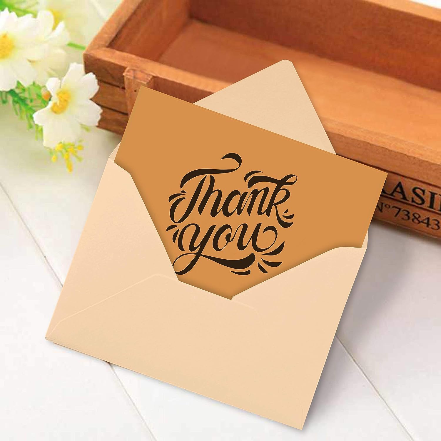 PALAAKK Thank You Kraft Cards, Blank Note Cards for Kids Multipack Greetings with Cream Paper Envelopes and Stickers - Image 4