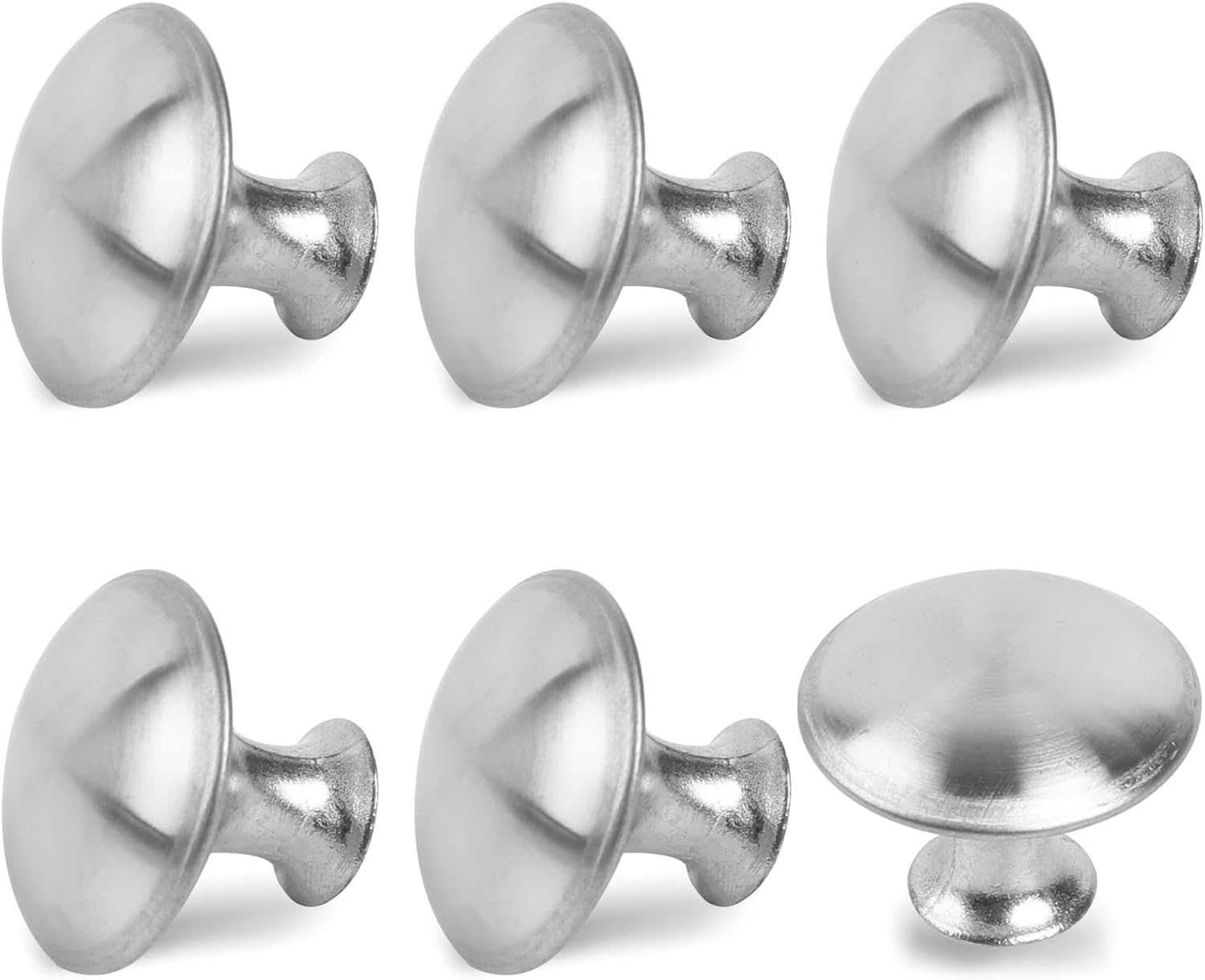 6PCS Round Silver Kitchen Knobs Closet Knobs for Bbifold Doors