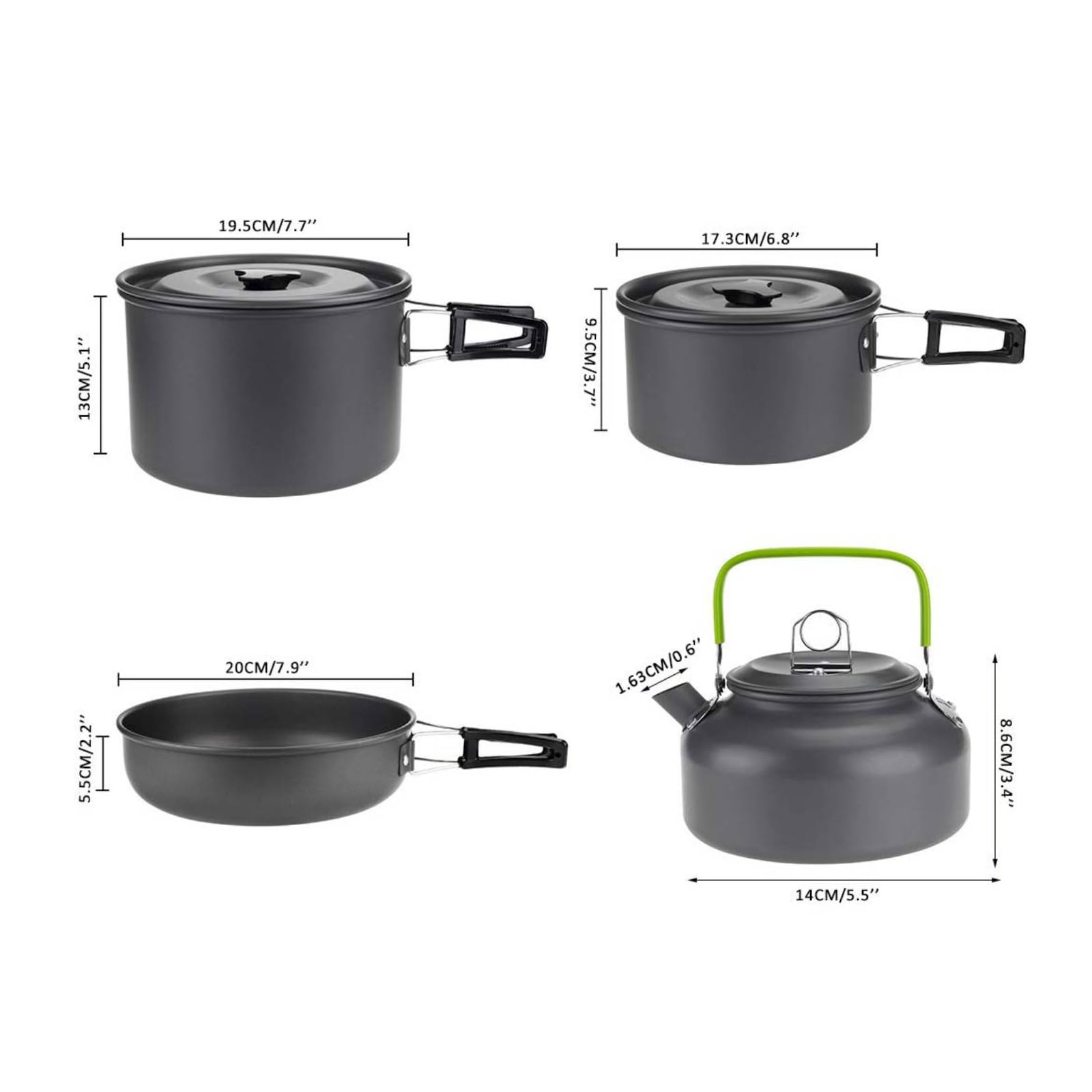 Baoblaze Ensemble Cuisson Camping avec Bouilloire Casserole Poêle Bols Plats Couverts pour Pique-nique Groupe Randonnée