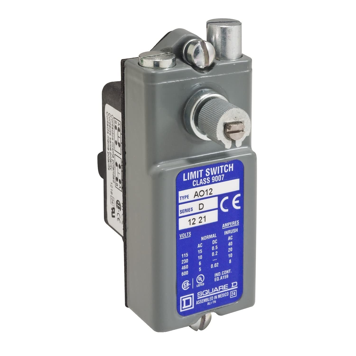 Square D por SCHNEIDER ELECTRIC 9007 AO12 Snap Interruptor, palanca, abierto tipo, fija, 1 NO + 1 nc, 600 VCA, 15 AMP