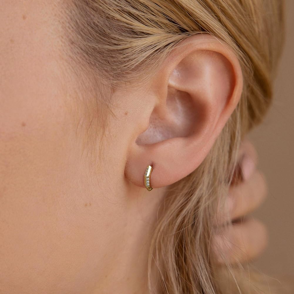 WBDWWTD Creolen aus Sterlingsilber mit Kubikzirkonia für Damen. Atemberaubende Creolen aus 14-karätigem Gold für Damen, idealer Schmuck mit Kunstdiamanten