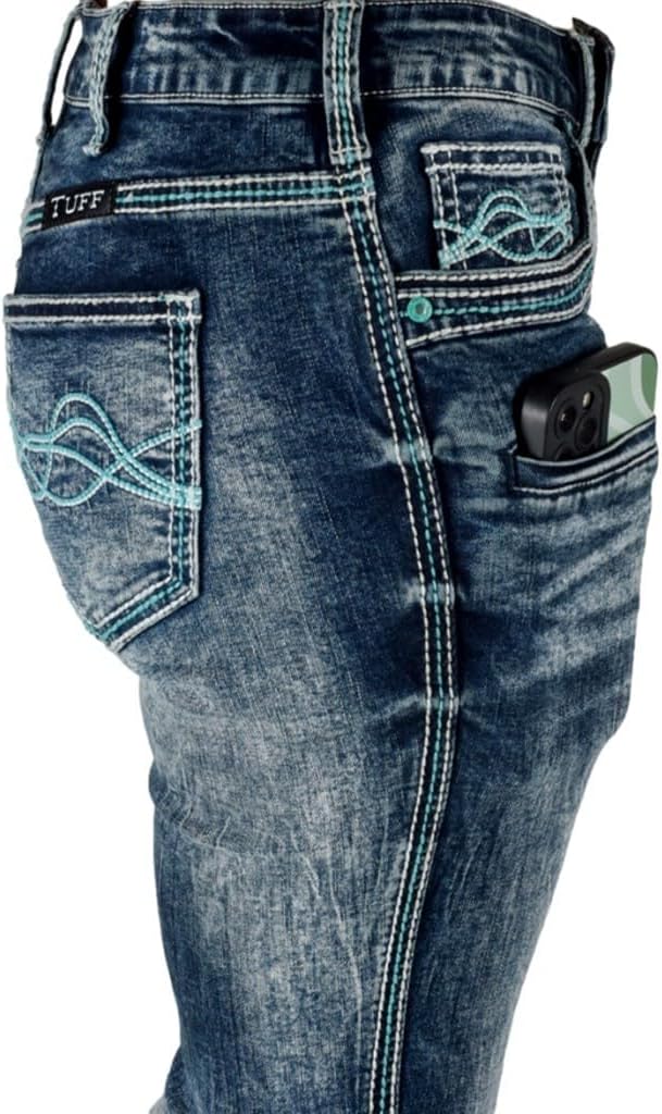 Cowgirl Tuff Western Jeans Womens Turquoise Hurricane Med Wash JTUHBC