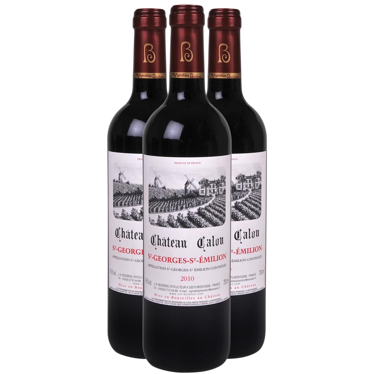 Château Calon Saint-Georges-Saint-Emilion - Rouge 2010 - Vin Rouge de Bordeaux (3x75cl)