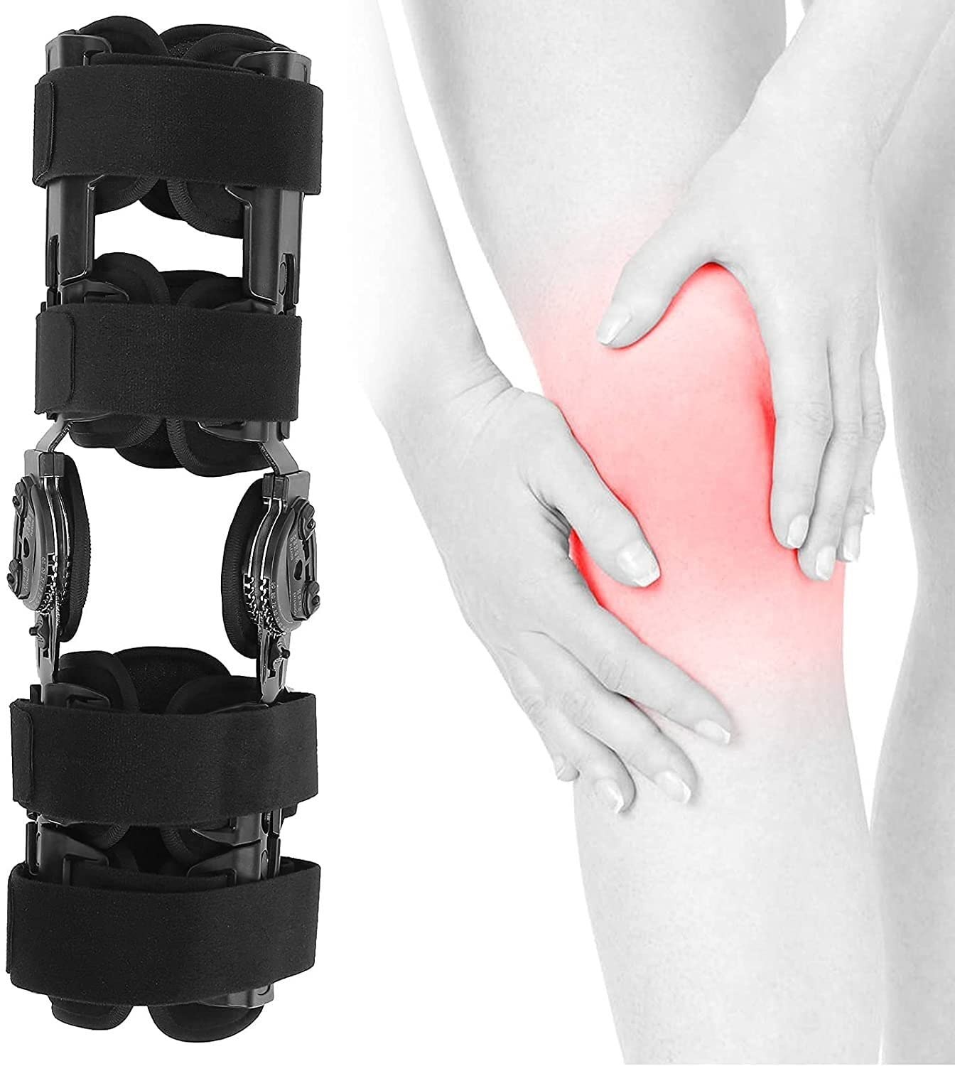 NGDFGR Hinged Knee Brace For Meniscus Tear Knee Brace Hinged Immobilizer For Orthosis Stabilizer, Adjustable Recovery Support For Orthopedic Rehab Post Op Meniscus Tear Right,Right