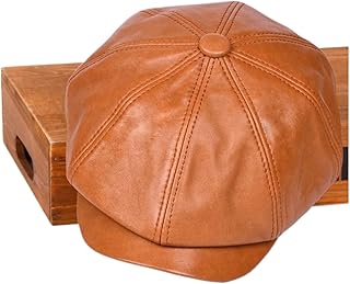 KAKAK Sombrero de Cuero Vintage Sombrero de Cuero for Hombre, Boina for Hombre, Gorras británicas de otoño e Invierno, Vendedor de periódicos Retro Otoño e Invierno