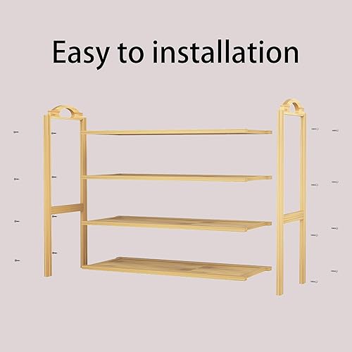 Miniatura 9 de Zapatero de bambú de 4 niveles, organizador de zapatos de pie para entrada, armario, pasillo, baño y sala de estar, natural