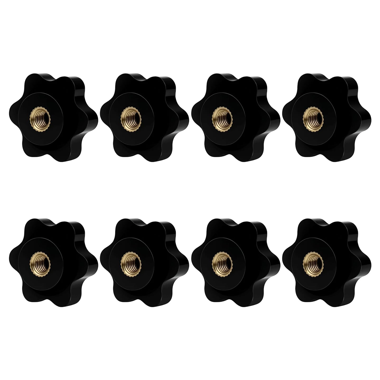 8 pezzi dadi a stella M5, diametro 25 mm, perno filettato con manopola, dadi di serraggio a stella, nero, per mobili, attrezzature fitness, impianti industriali