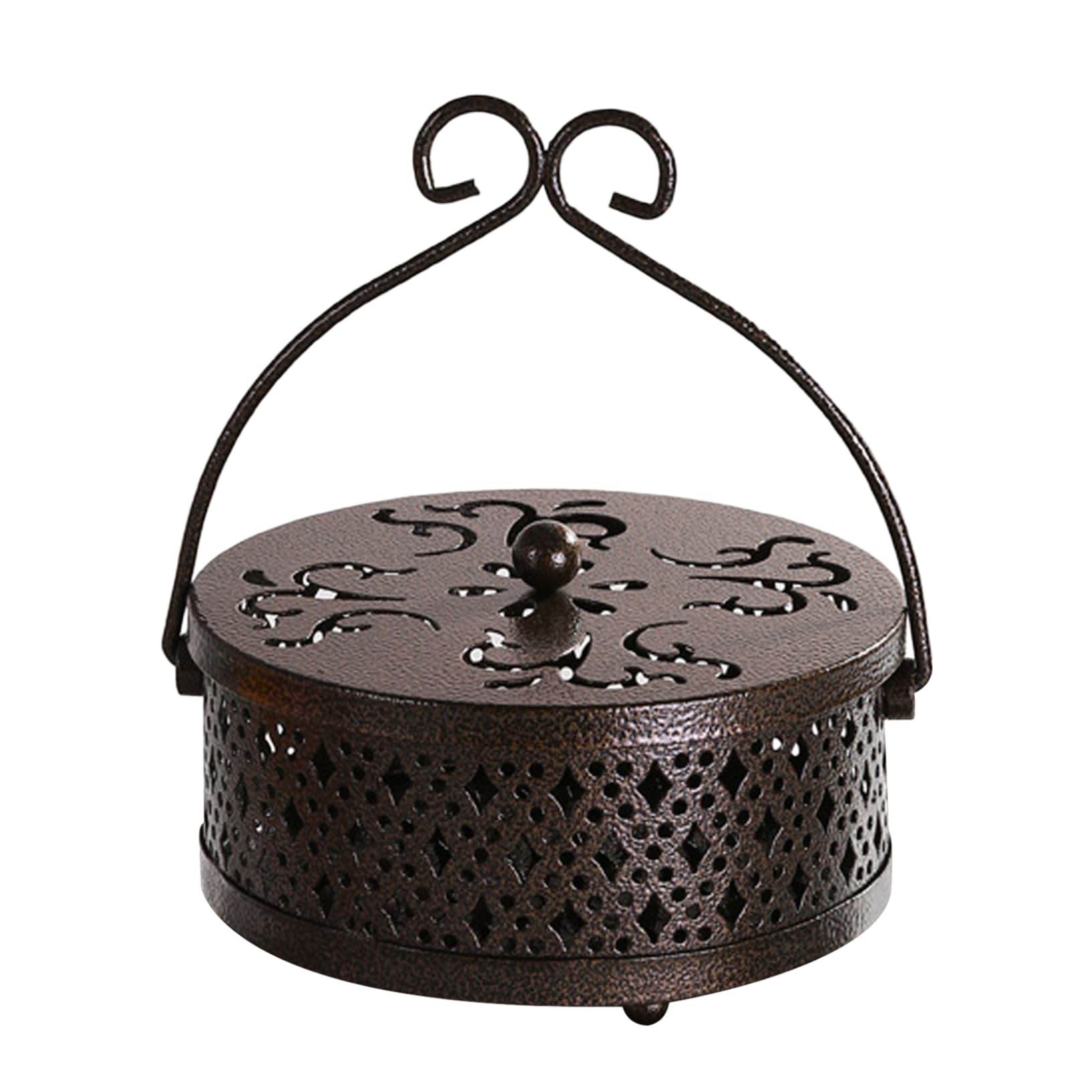 Xdyyjrasa Bronze Retro Mosquito Coil Holder With Lid & Handle – Metal Incense Burner For Home Garden Indoor Outdoor,
