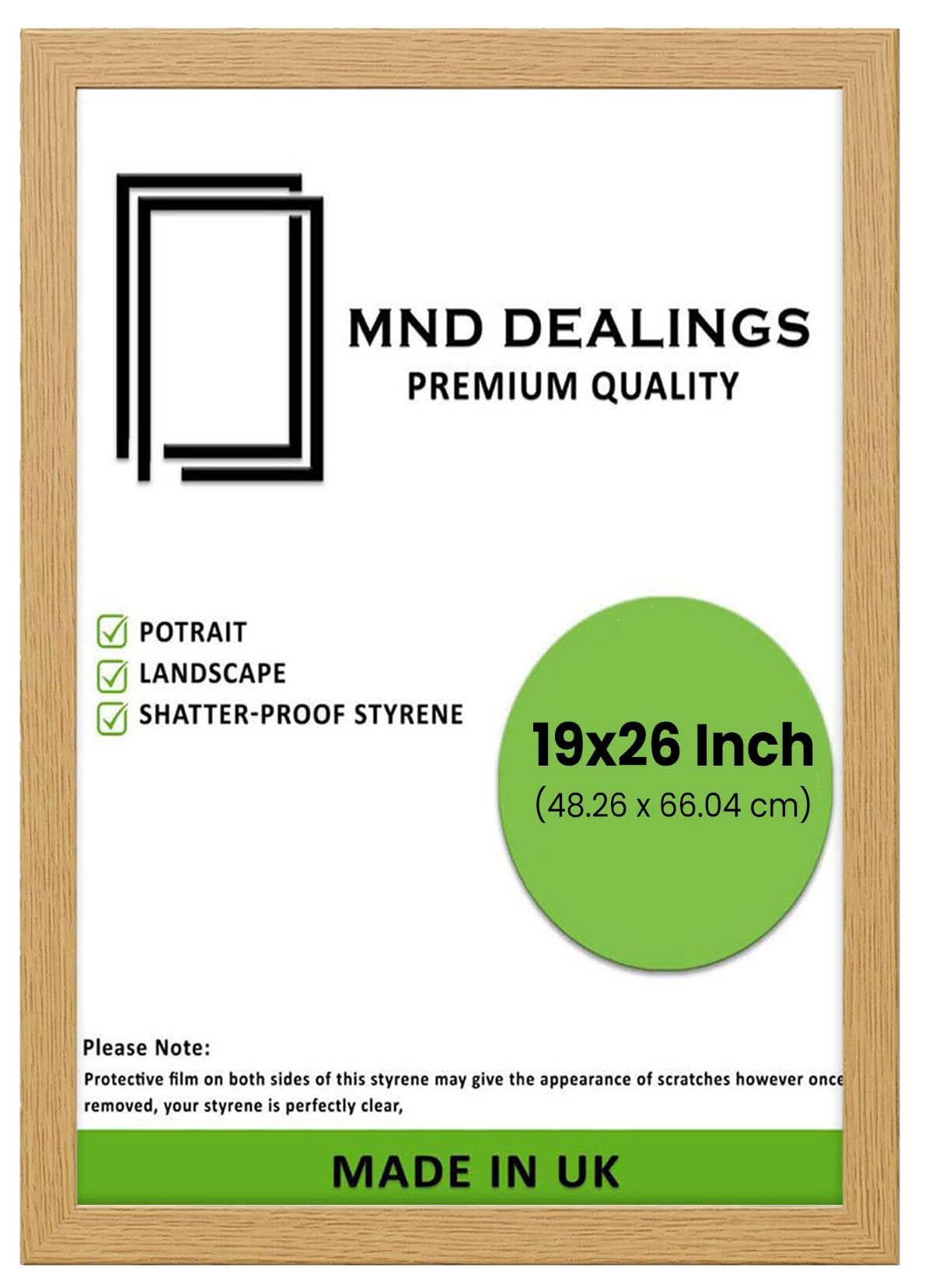 MND Dealings 19x26 inch Oak Picture (48.26 x 66.04 cm) Frame with Classic Design - Home Décor Frame Gifting – Made of Solid MDF Wood - Office, Hotel, Photo, Gallery Art (Oak)