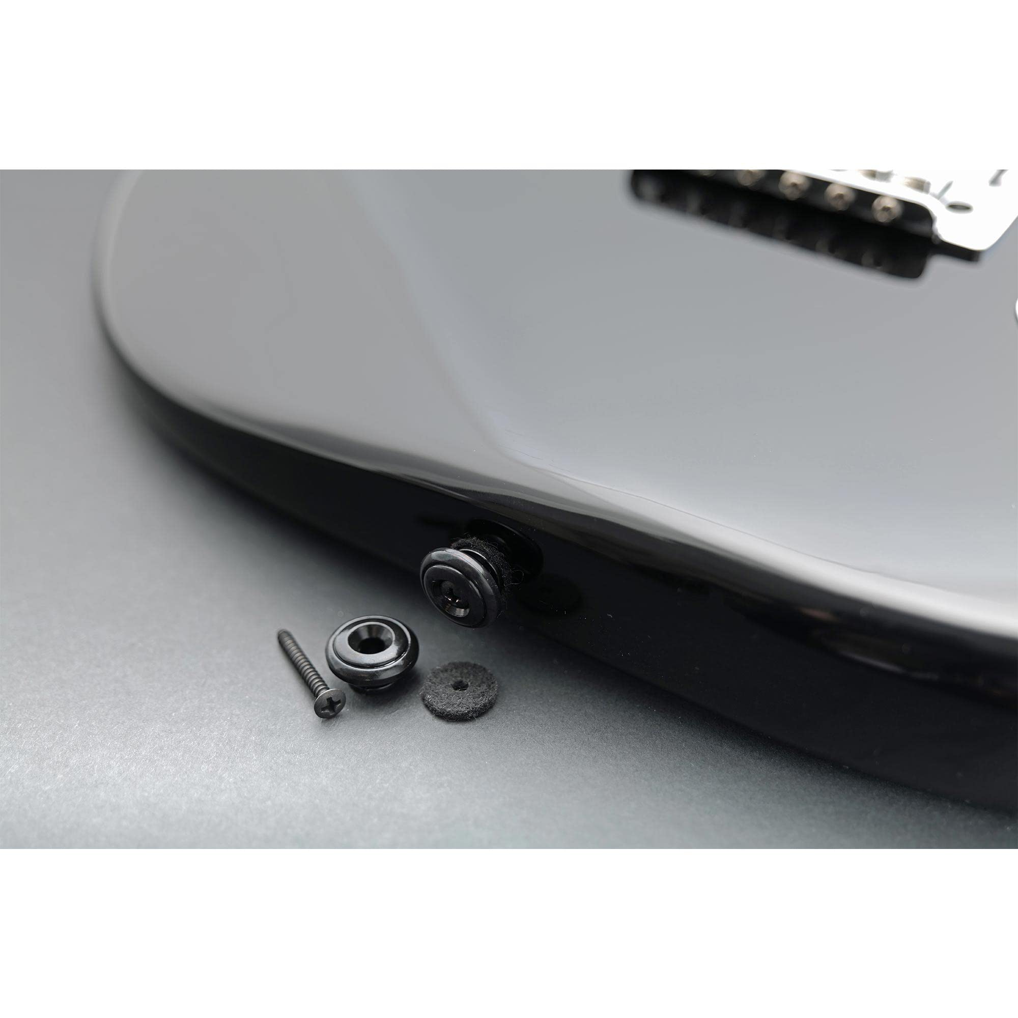 Musiclily Pro 17mm Grand Rond Alliage de Zinc Boutons de Sangle Attache Courroie pour Guitare électrique Acoustique Classique Ukulélé, Noir (Lot de 2)