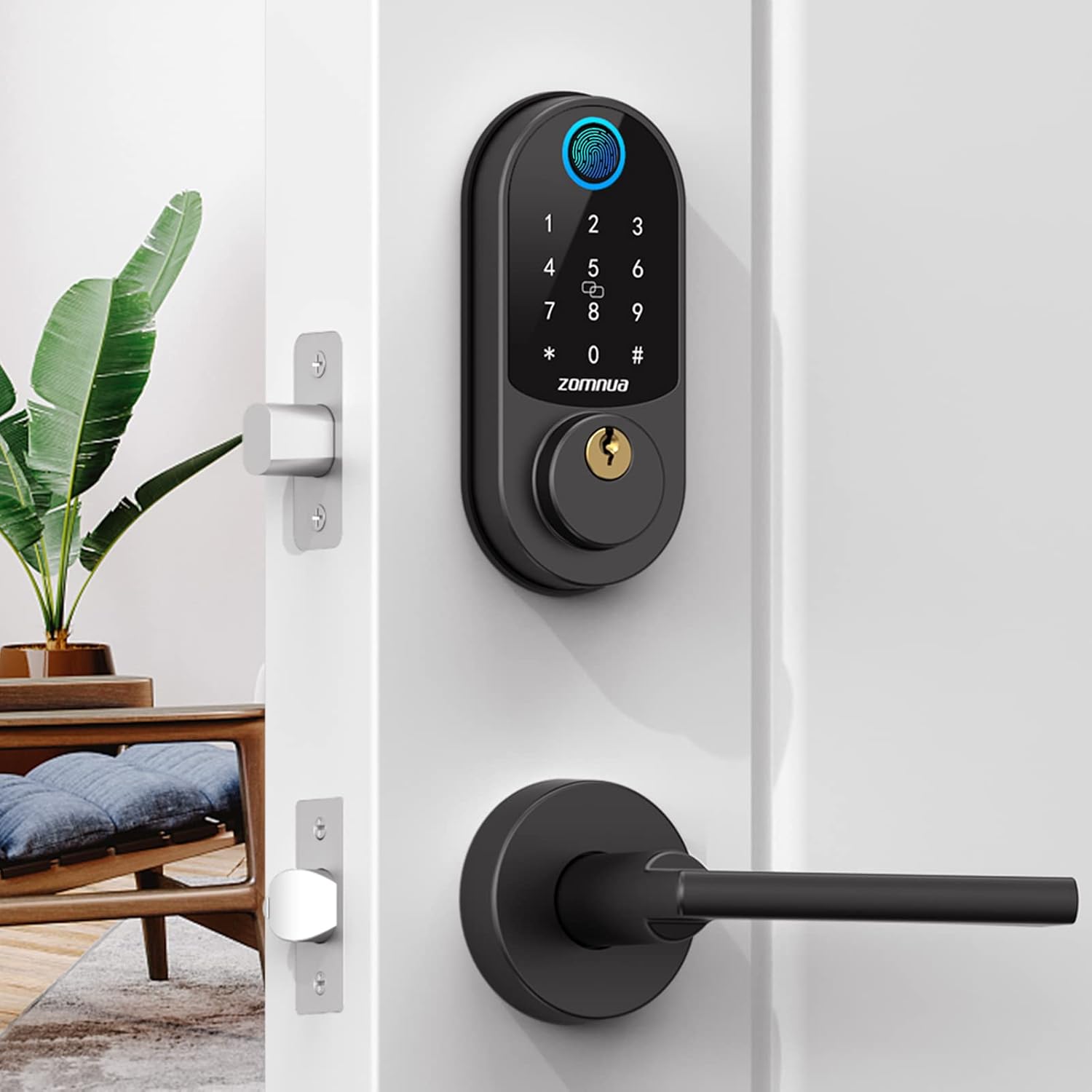 Keyless Entry Door Lock with Handles, Zomnua Fingerprint