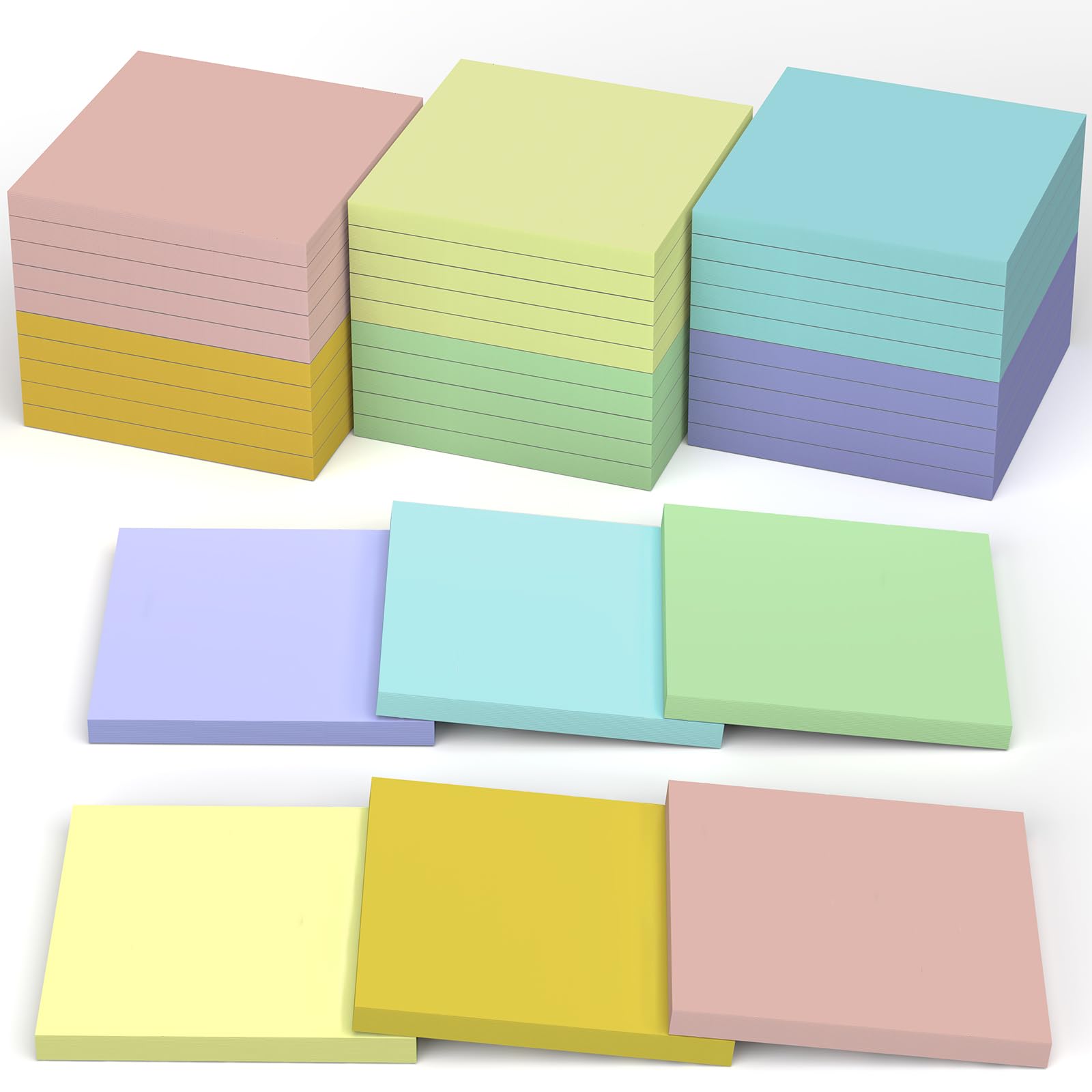 RITOLLO 2160 Sheets Sticky Notes, 36 Pads of 60 Sheets/Pad, 9 Candy Colors 3x3 Inch Self-Stick Notes, Multipurpose for Office School Home Daily Use