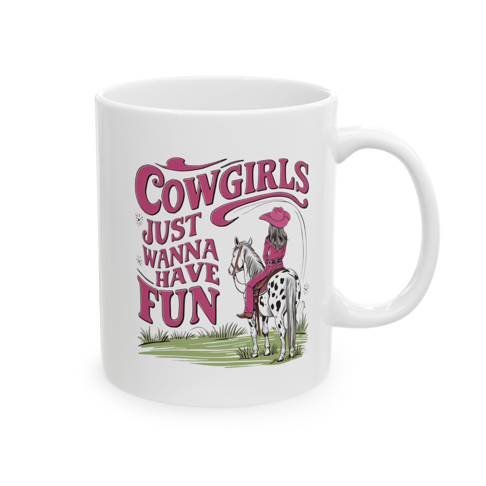 KALIDHAR Western Mug Cowgirls Just Wanna Have Fun Rodeo Farm Life Coffee Tea Cu Printed Coffee and Tea Ceramic Mug- 320 ML Ceramic Coffee Mug 0502