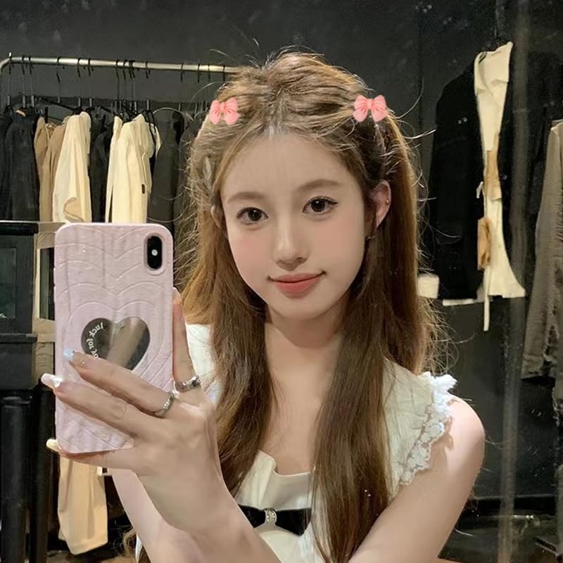 Miniatura 5 de Mini clip de lazo rosa para pasadores de pelo, pasadores de lazo para el cabello de gelatina, pasadores laterales para lazos para el cabello para