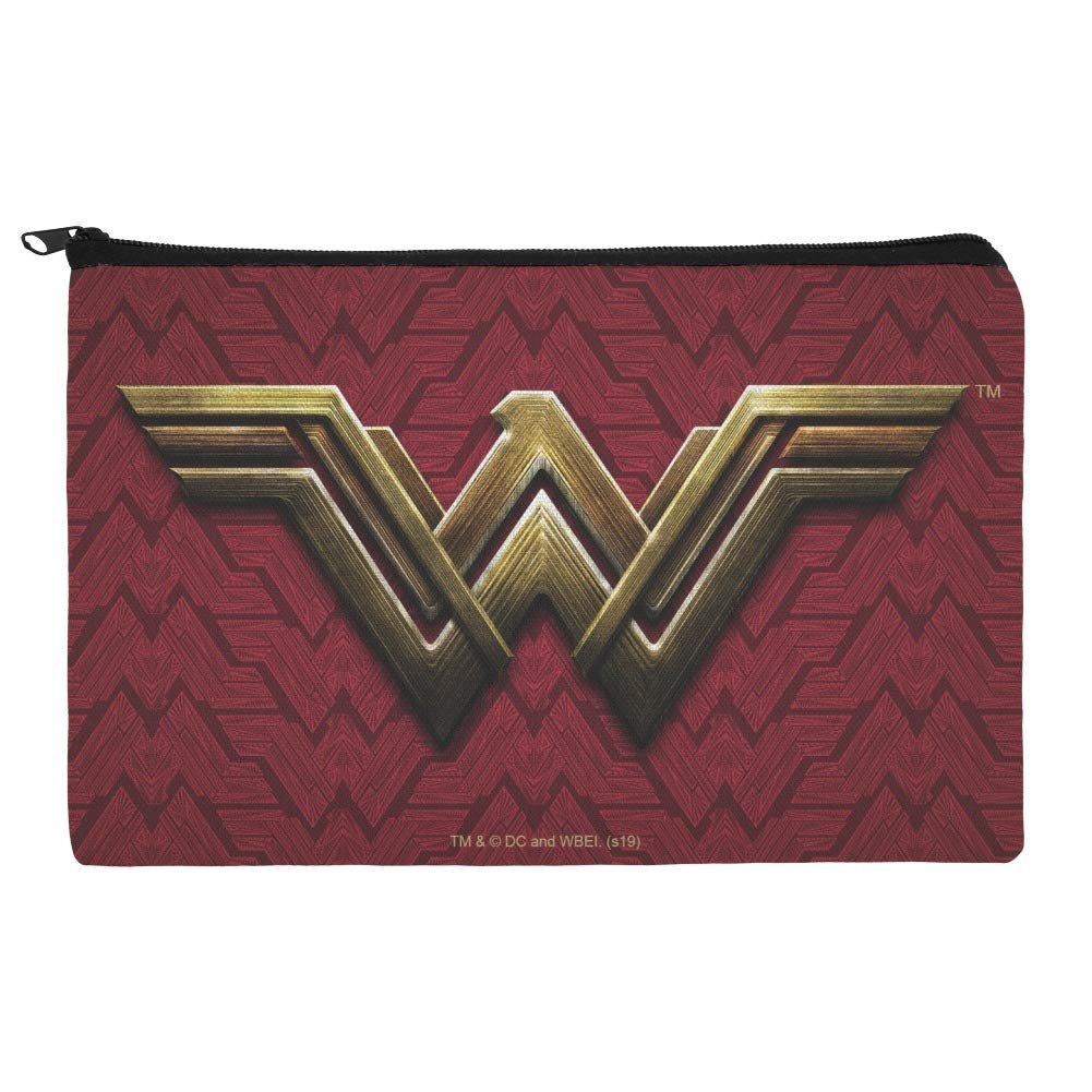 Justice League Movie Wonder Woman Logo Pencil Pen Organizer Zipper Pouch Case