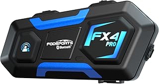 Motorcycle Bluetooth Headset Fodsports FX4 Pro 1200m Helmet Intercom,4 Riders Motorcycle Bluetooth Intercom,Universal Bluetooth Helmet Headset Communication System FM/Hard &Soft Mic/Waterproof/1Pcak