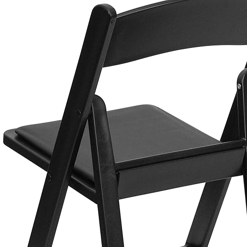 Miniatura 7 de Flash Furniture - Silla plegable de resina de 1000 libras con asiento acolchado de vinilo color negro