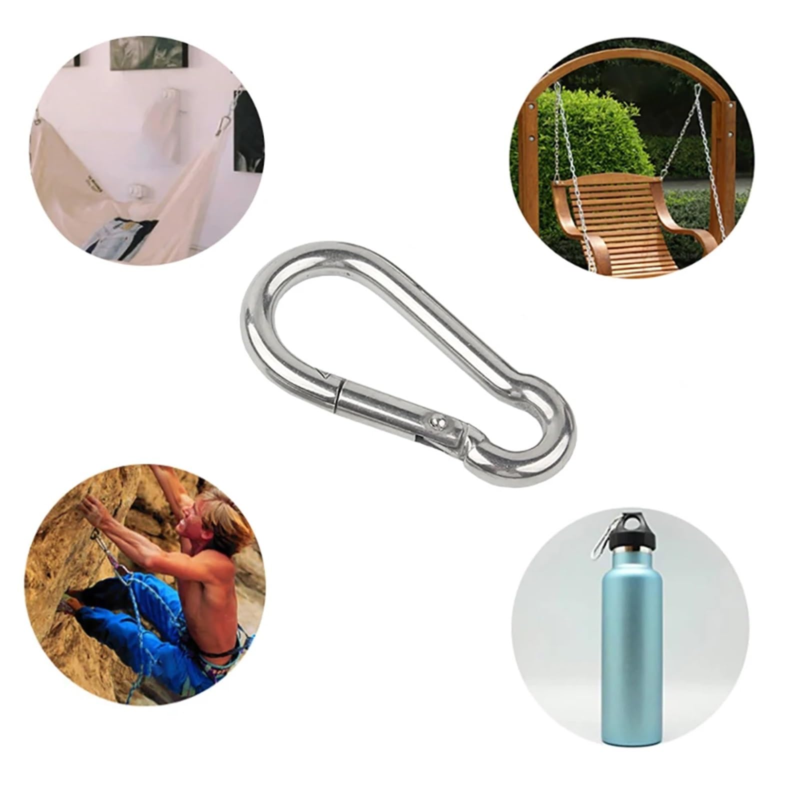 BREAKA M3/M4/M5/M6/M7/M8/M9/M10/M11/M12/M14 Mosquetón de Acero Inoxidable 304 Gancho de Resorte a presión Camping Escalada Carabina (Color : M12x140mm)