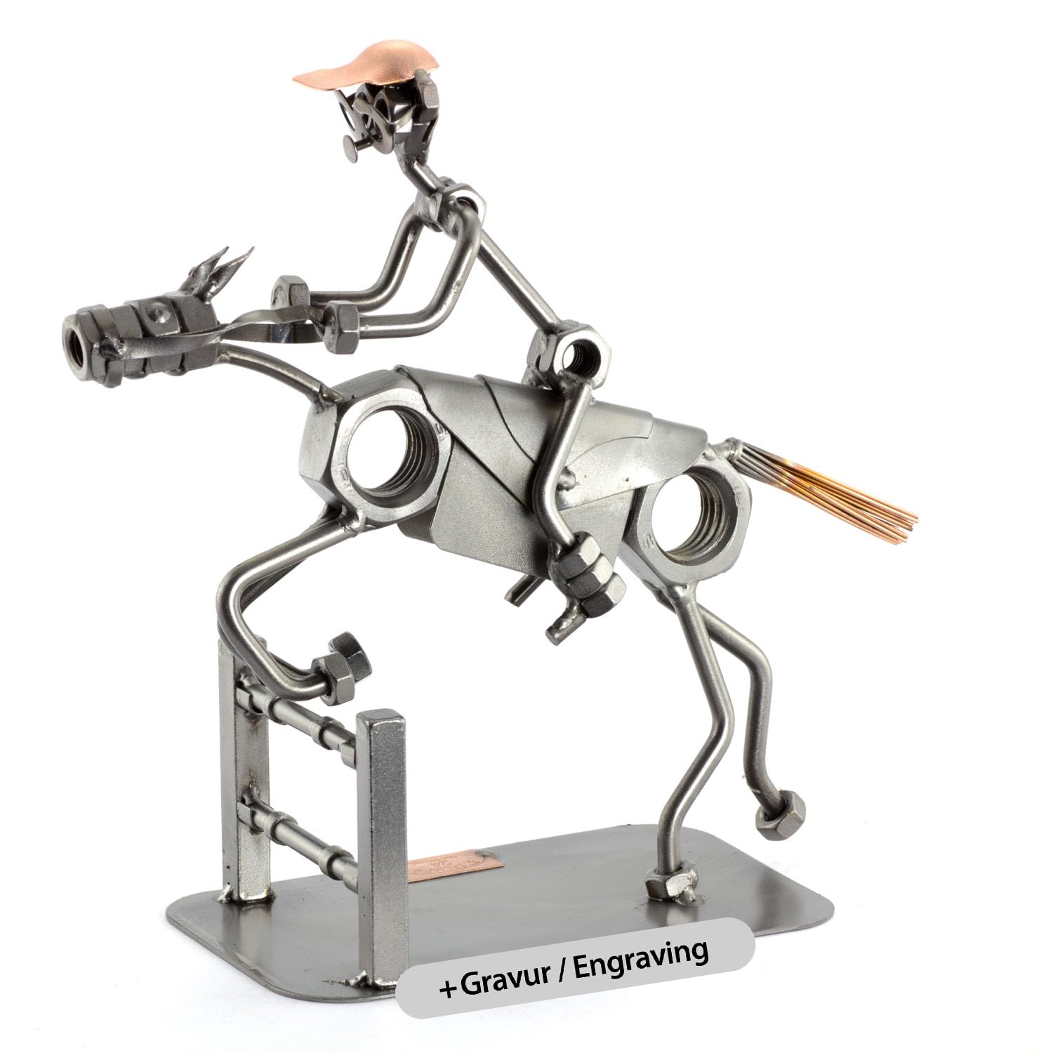 Steelman24 I Nuts and bolts sculpture Jumping Horse With Personal Engraving I Handmade ornaments I I Metal figurine