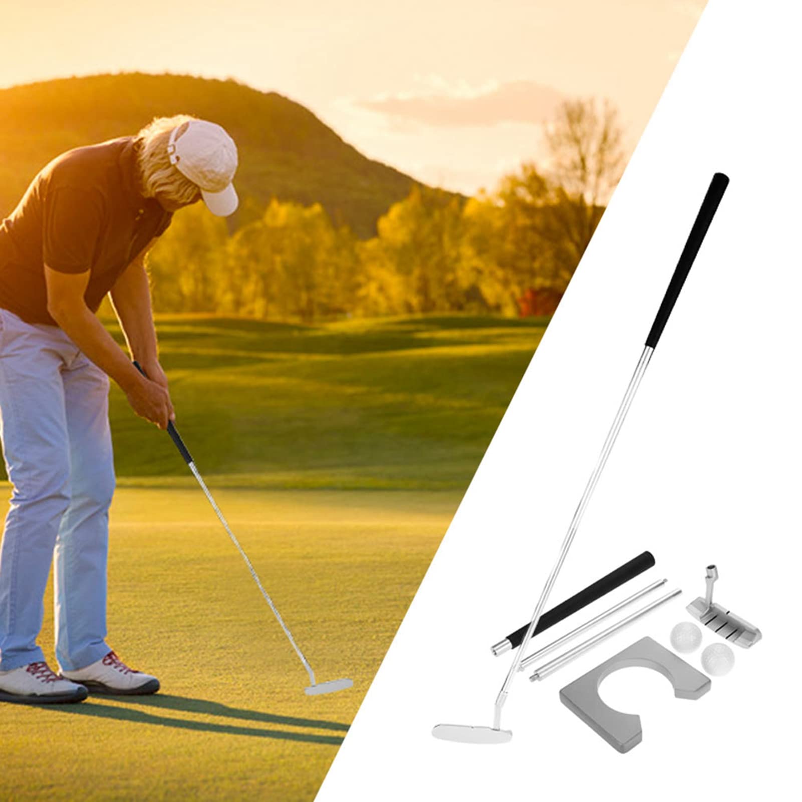 BuyWeek Set Putter da Golf, Attrezzatura da Allenamento da Golf Portatile Putter Set con 2 Palline Borsa da Trasporto con Cerniera per Casa Ufficio
