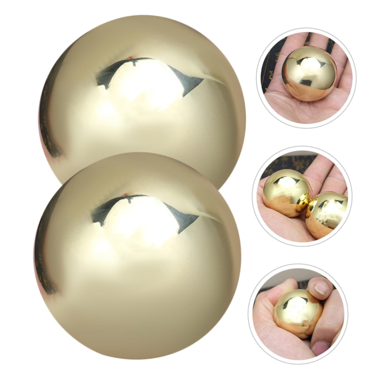 Handmassagebälle 1 Paar aus Messing, Goldene Handrollkugeln