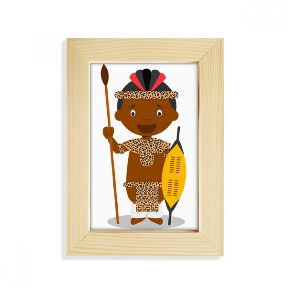 Marco de fotos artesanal de madera 5x7 pulgadas con ilustración de Sudáfrica