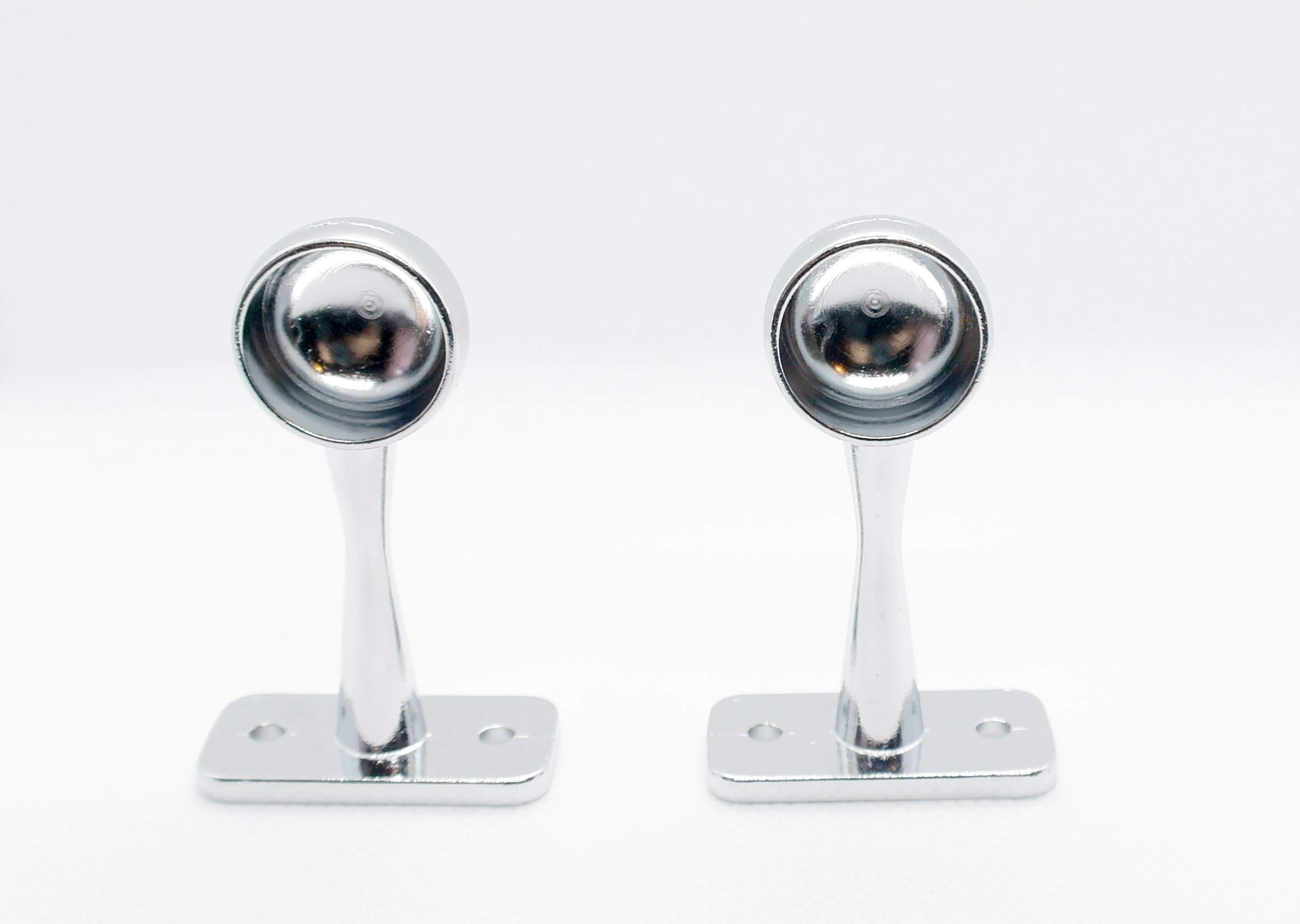 End Brackets Chrome finish 19mm Inner Diameter x 23mm Outer Diameter x 61mm Height for wardrobe pole or rail Pack of 2