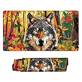 マウスパッド 大型 800 x 400 x 3mm ゲーミングマウスパッド 防水 デスクマット 滑り止めゴム底 おしゃれ キーボードパッド 快適操作性 ゴム底 洗える 耐洗い表面 耐久性 超高密度繊維 仕事 ゲーム オフィス ホーム用 男性用デスクトップアクセサリー （森の狼) o-758