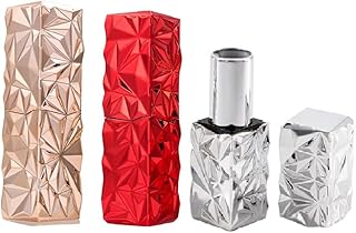 高級メタリック リップスティックケース, 空容器 凹凸デザイン, シルバー/ゴールド/レッド, 詰め替え用化粧品容器 3本セット QT-177 (3色セット)