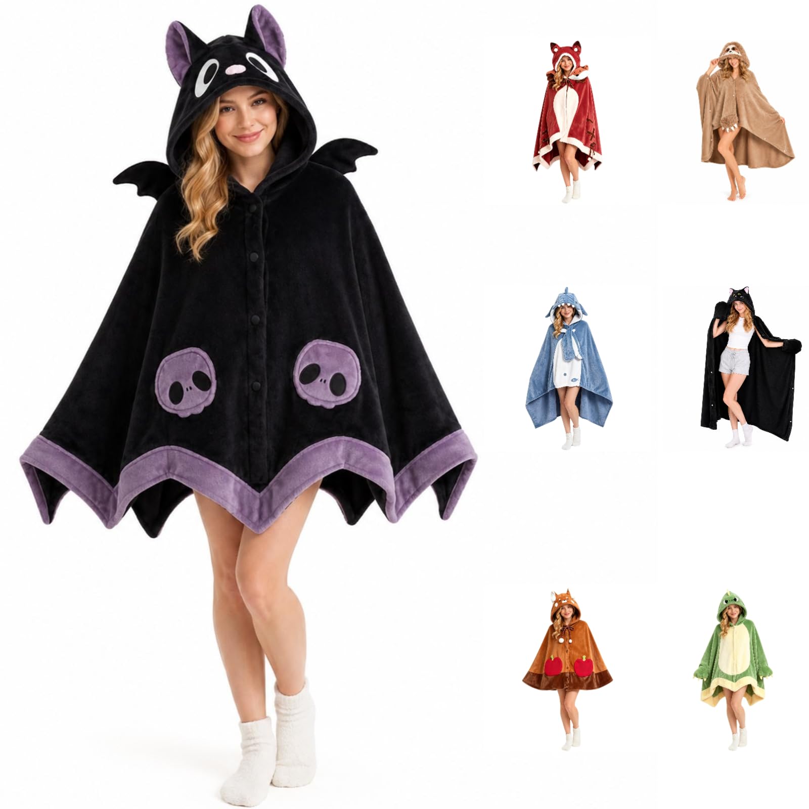 Wearable Hooded Blanket Halloween Costumes Adult Cute Animal Silly Onesie