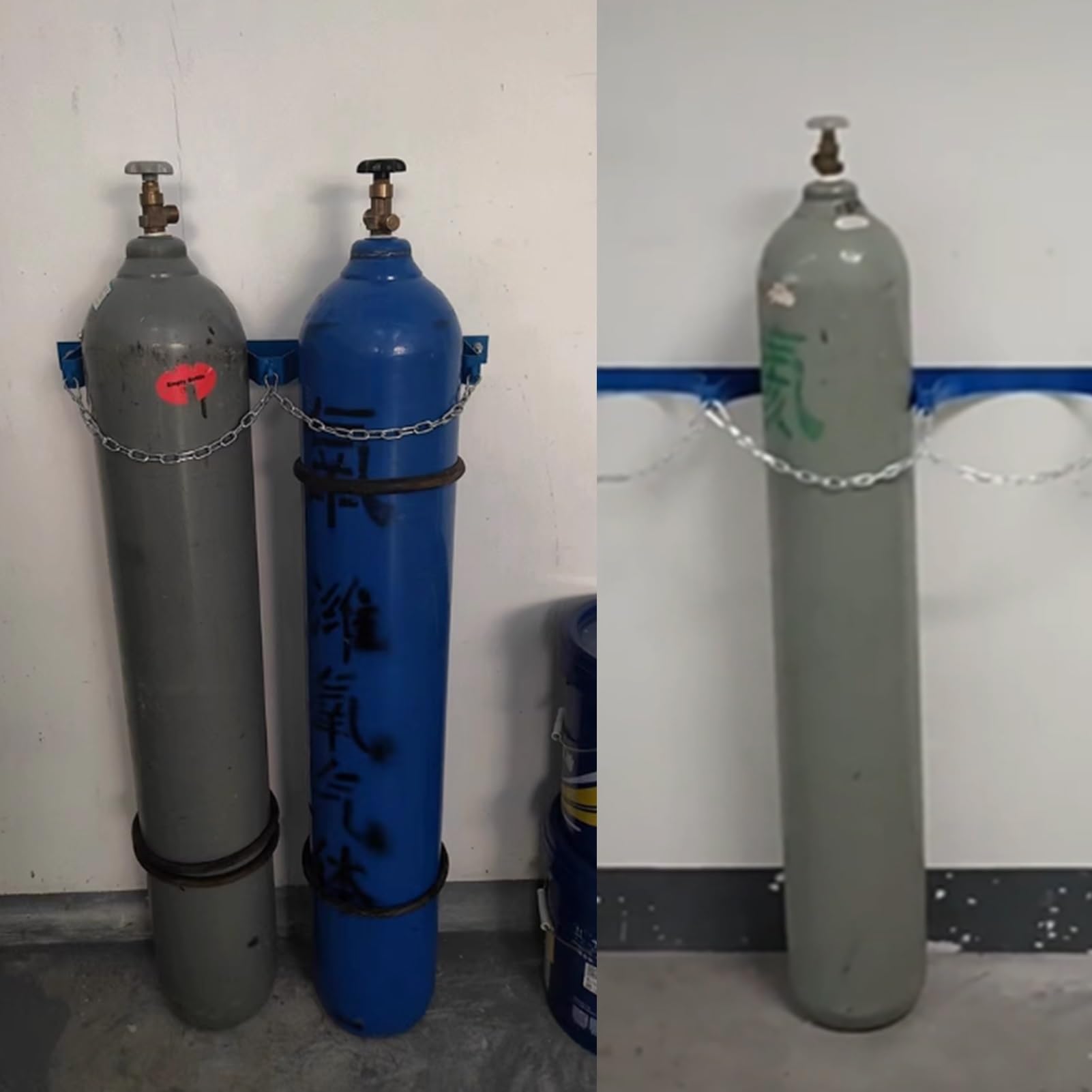 Generisch Robuster Wandhalter für Gasflaschen – Stabiles Sauerstoff-Organizer-Regal aus Stahl für Zuhause und Kliniken, Einzelablage zur CO2-Lagerung (Weiß)