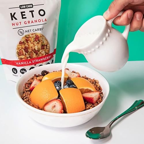 Nutrail - Keto Vanilla Strawberry Nut Granola Healthy Breakfast Cereal - Low Carb Snacks & Food - 3G Net Carbs - Gluten Free, Grain Free - Almonds, Pecans, Coconut And More (11 Oz) (1 Count) #TOP4