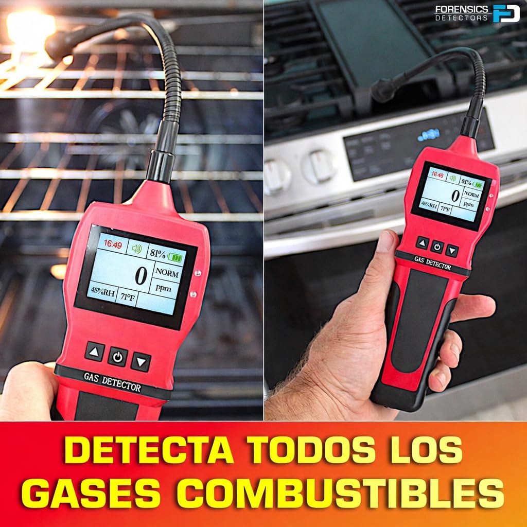 Detector de Fugas de Gas Natural, Metano y Gases Combustibles con Sensor de 20 Años | Alarma de Gas de Alta Sensibilidad para Cocina y Hogar, Pantalla LCD y Alerta Sonora