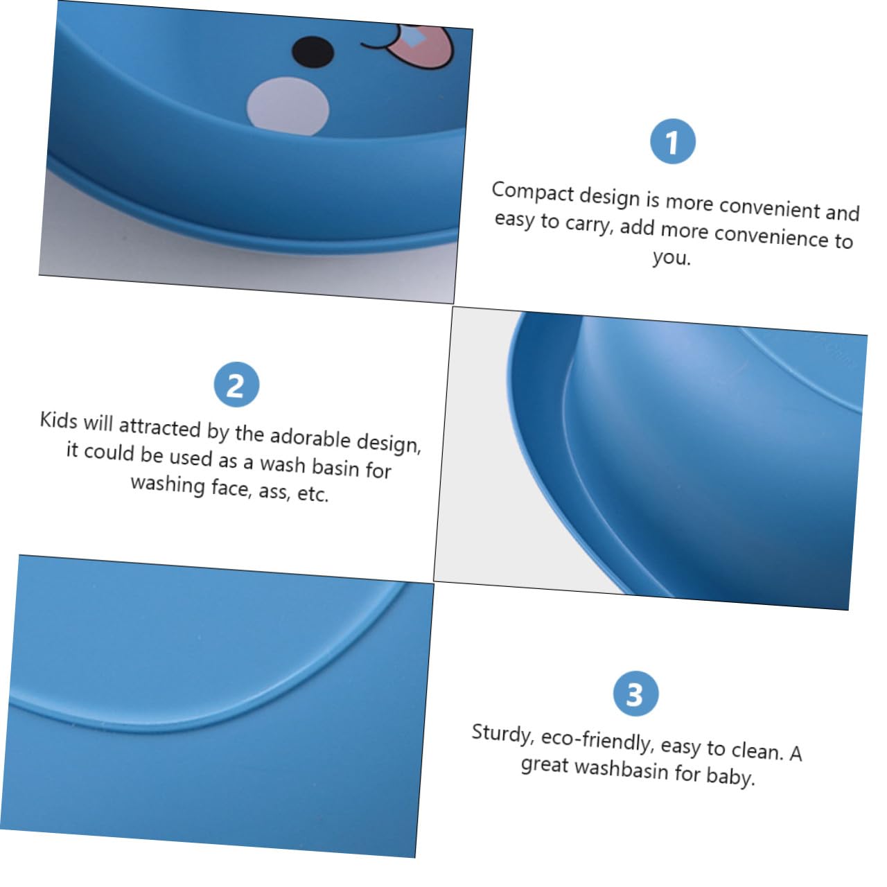 Adorable Cartoon Washbasin Portable Lightweight Face Tub Made of Durable Plastic for Newborns Boys Safe and Easy to Carry Blue