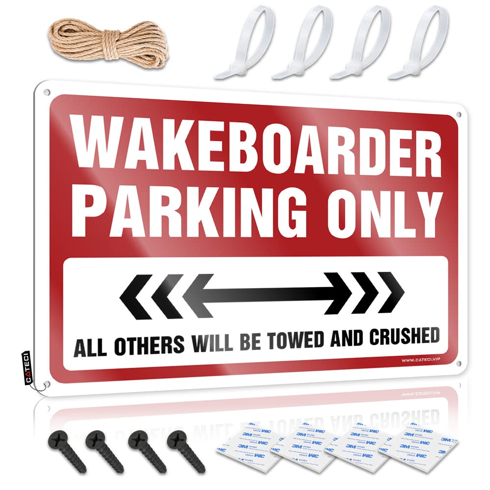 KRAZMURONGD Cheers Tin Sign Wakeboarder Parking Only Tin Sign Outdoor Bar Signs Tin Signs Camping Rules(30X40CM)