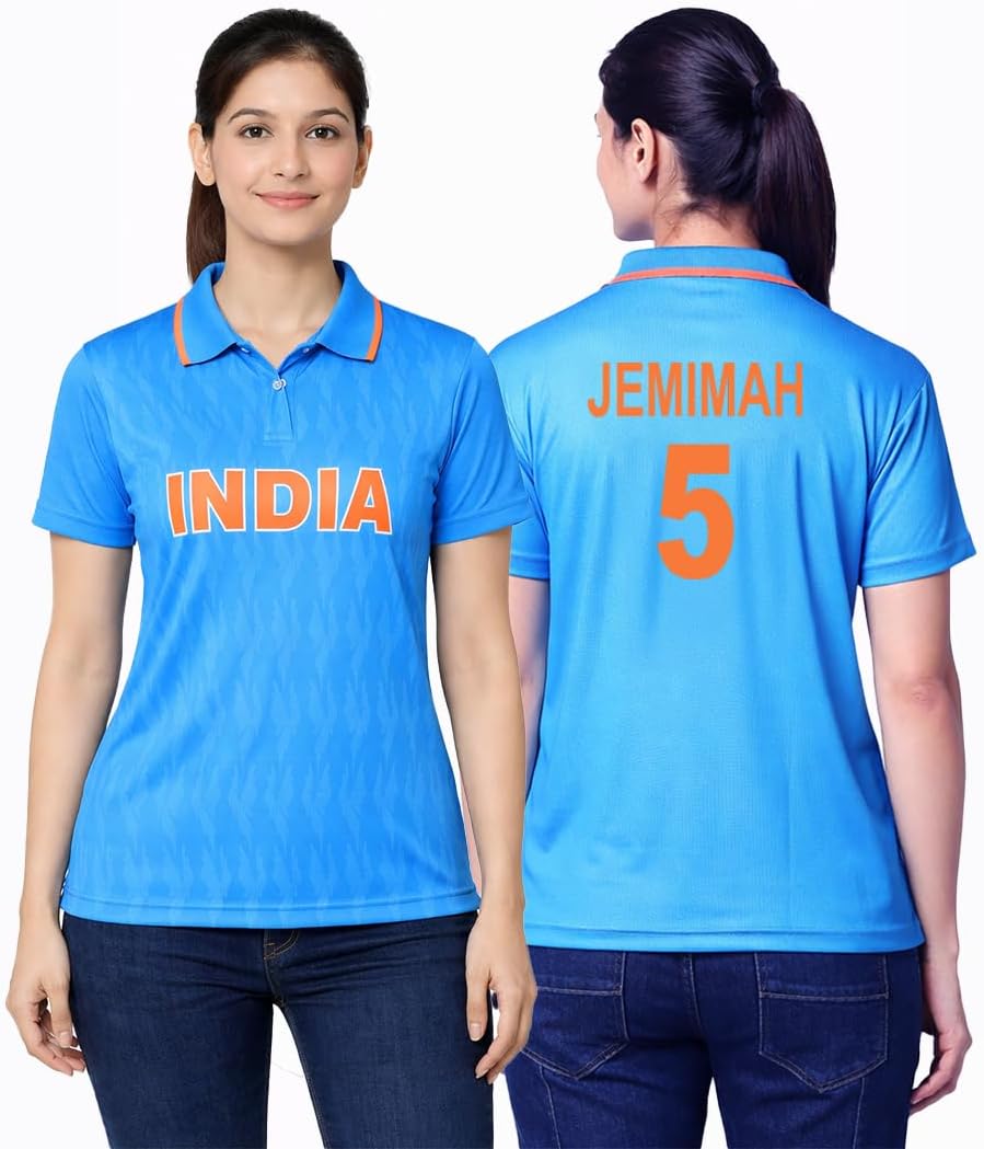 | India Cricket Fan Polo Jersey Tshirt | Lightweight Breathable Comfortable Sportswear | Team Cricket Sports Wear T-Shirt for Men - Blue