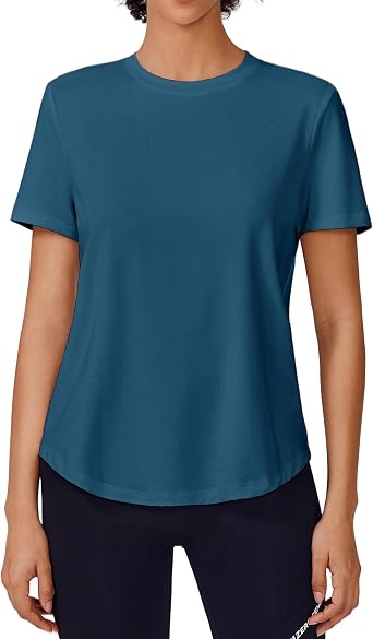 PINSPARK Soft Workout Tops for Women UPF 50+ Sun Protection Shirt Quick Dry Athletic Running Hiking Travel Basic Tee Shirts