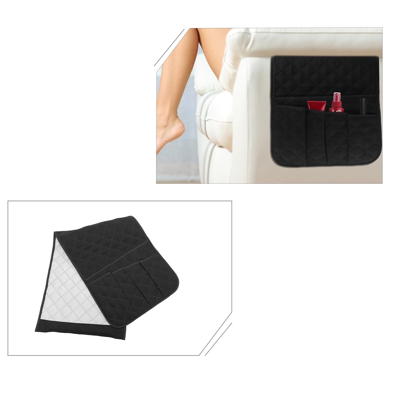 Soporte Organizador de reposabrazos for sofá, Bolsa Almacenamiento for, portavasos for para Sofá(Black)