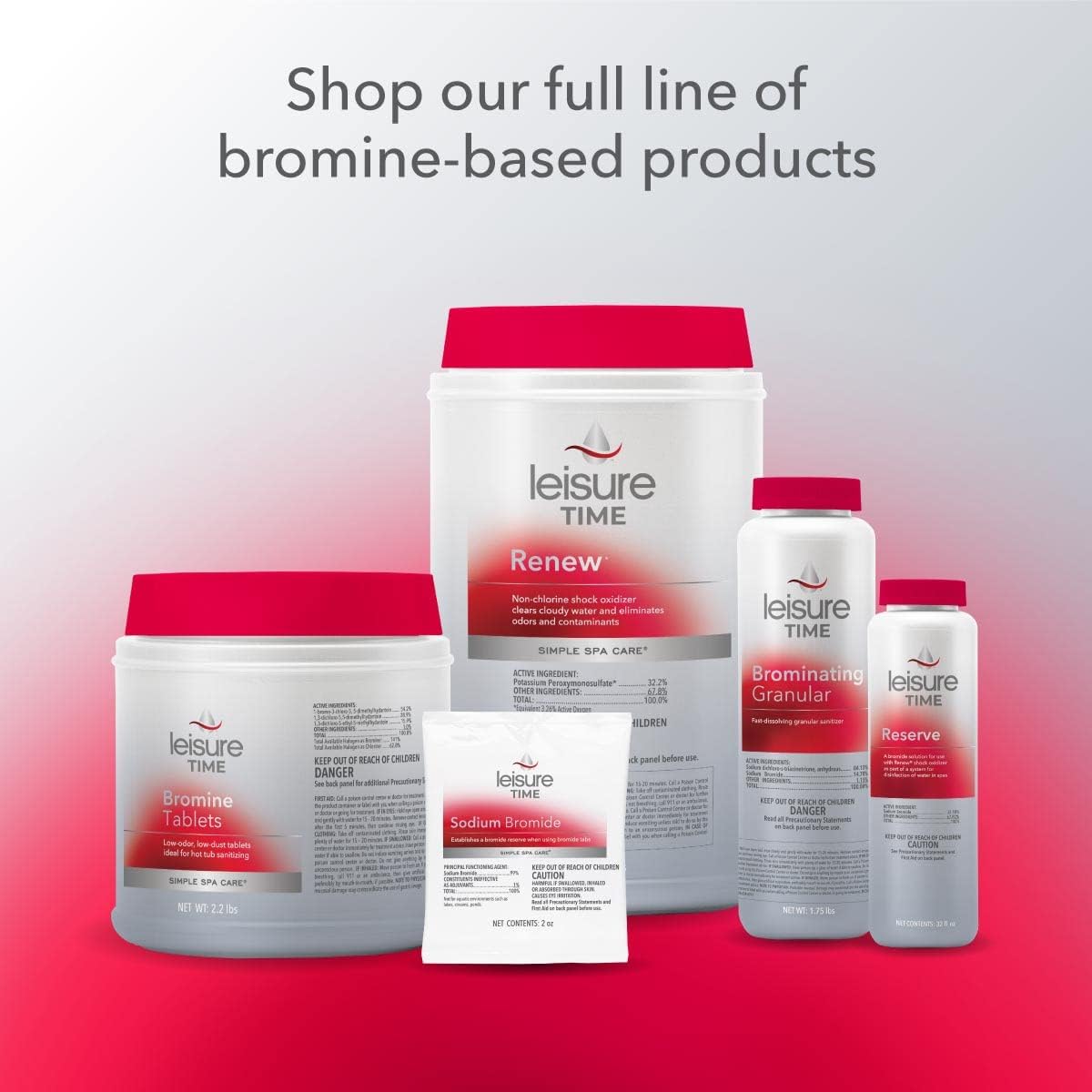 Leisure Time BE1 Sodium Bromide Spa Care Bromine Reserve for Spas and Hot Tubs, 16 Ounces
