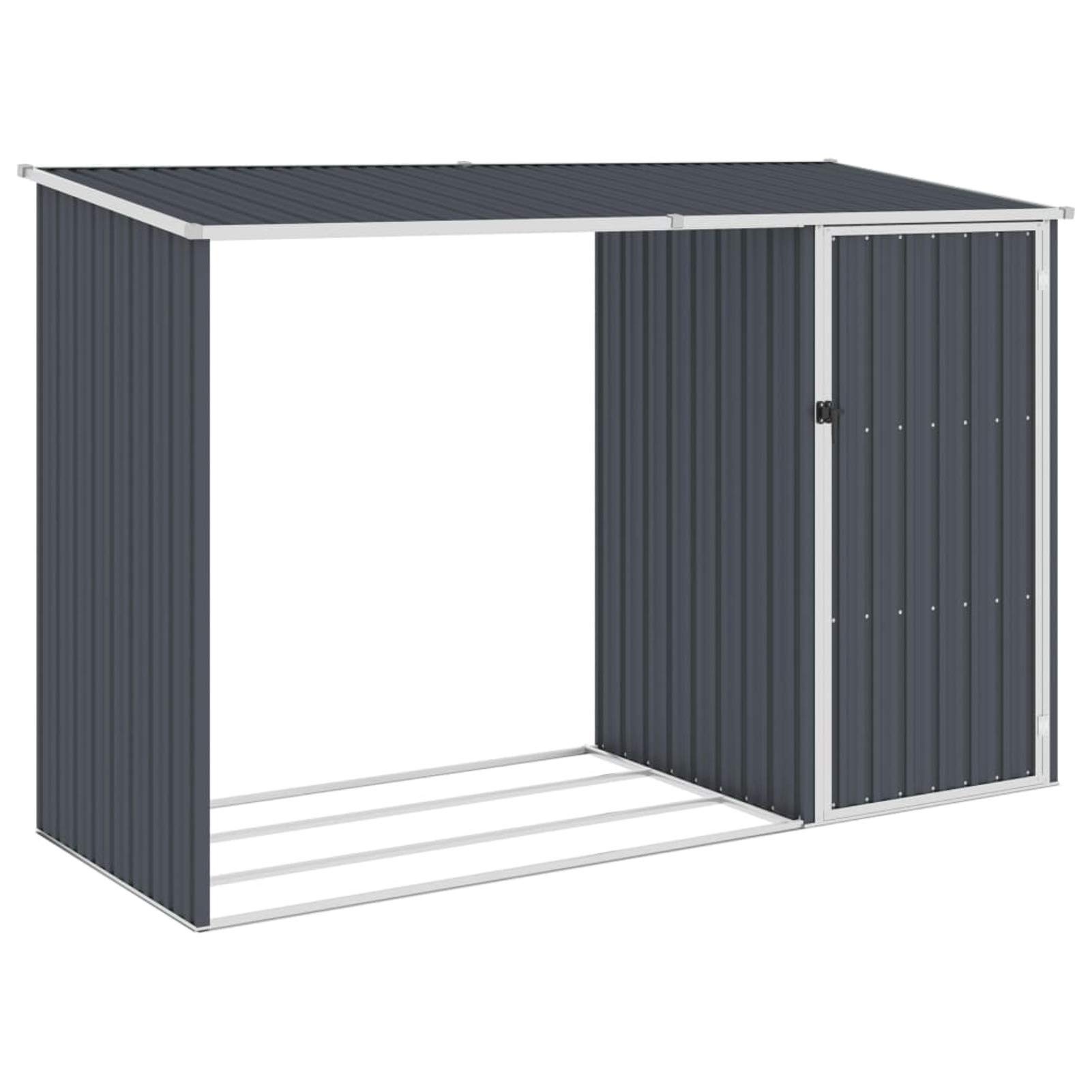 Tidyard Garten Brennholzlager Gartenschuppen Kaminholzunterstand Kaminholzregal Holzlager Brennholzregal Feuerholz Ordentlich Aufbewahrung Anthrazit 245x98x159 cm Verzinkter Stahl
