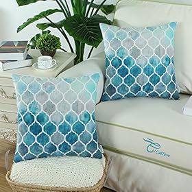 CaliTime Throw Pillow Covers Pack of 2 Cozy Colorful Geometric Trellis Chain Accents Manual Hand Painted Cushion Cases… 61te0TuN7sL. SS280