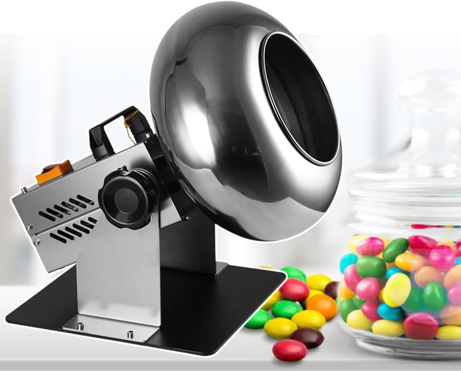 Sugar Coating Machine, Small Commercial Mini Chocolate Panning Machine, 1-3kg/H Chocolate Coating Polishing Machine, Coater Sugar Ball Coating Drying Machine,220V